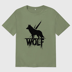 Футболка оверсайз мужская Волк на страже, цвет: авокадо