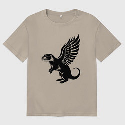 Мужская футболка оверсайз Выдра с крыльями