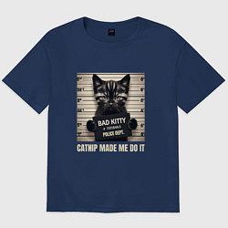 Футболка оверсайз мужская Bad Kitty, цвет: тёмно-синий