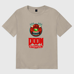 Футболка оверсайз мужская Doom eternal logo, цвет: миндальный