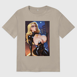 Мужская футболка оверсайз Черная Канарейка на улице