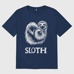 Мужская футболка оверсайз Ленивец белый