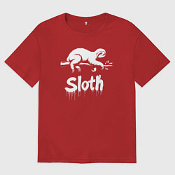 Футболка оверсайз мужская Граффити ленивец, цвет: красный