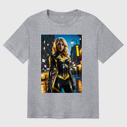 Мужская футболка оверсайз Черная Канарейка на улице города