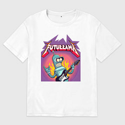 Футболка оверсайз мужская Bender is the thrash metal guitarist of the band F, цвет: белый