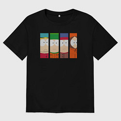 Футболка оверсайз мужская Южный Парк главные герои, цвет: черный