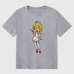 Футболка оверсайз мужская Медсестра блондинка, цвет: меланж