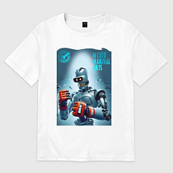 Футболка оверсайз мужская Bender bending robot - mixed martial artist, цвет: белый