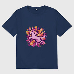 Футболка оверсайз мужская Розовая пони, цвет: тёмно-синий