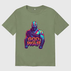 Футболка оверсайз мужская God of war Кратос, цвет: авокадо