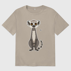 Мужская футболка оверсайз Лемур с маленьким сердечком