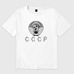 Футболка оверсайз мужская СССР символы, цвет: белый