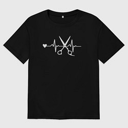 Футболка оверсайз мужская Пульс парикмахера, цвет: черный