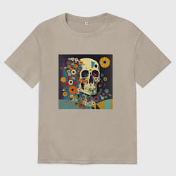 Футболка оверсайз мужская Череп в ярких цветах, цвет: миндальный