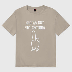 Мужская футболка оверсайз Иногда кот это скотина