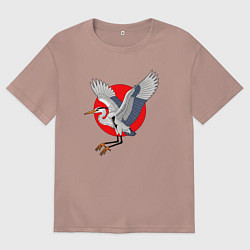 Футболка оверсайз мужская Цапля на закате, цвет: пыльно-розовый