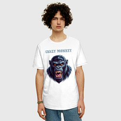 Футболка оверсайз мужская Crazy gorilla, цвет: белый — фото 2