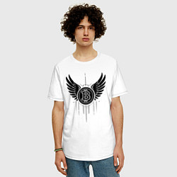 Футболка оверсайз мужская Крылья биткоина, цвет: белый — фото 2