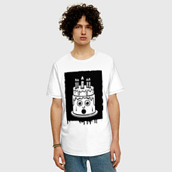 Футболка оверсайз мужская Живой торт с каплями и свечой, цвет: белый — фото 2