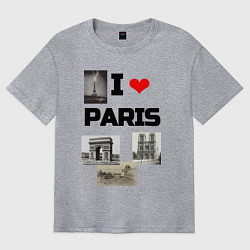 Мужская футболка оверсайз I love Paris