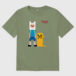 Мужская футболка оверсайз Финн и Джейк 8 бит