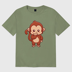 Футболка оверсайз мужская Задумчивая обезьяна, цвет: авокадо