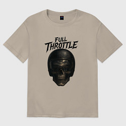 Футболка оверсайз мужская Full throttle Череп мотоциклиста, цвет: миндальный