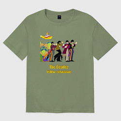 Футболка оверсайз мужская The Beatles flowers, цвет: авокадо