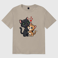 Футболка оверсайз мужская Love Meow, цвет: миндальный