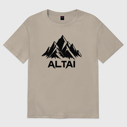 Футболка оверсайз мужская Алтай горы, цвет: миндальный