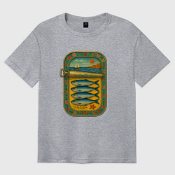 Футболка оверсайз мужская Консервы - сардины и море, цвет: меланж