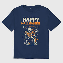 Мужская футболка оверсайз Хэллоуин день скелетов ночь вампиров