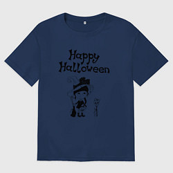 Мужская футболка оверсайз Хэллоуин - девочка с черепами