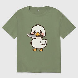 Футболка оверсайз мужская Утенок с ножом, цвет: авокадо