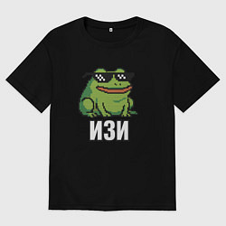 Футболка оверсайз мужская Изи - лягушка мем, цвет: черный