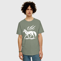 Футболка оверсайз мужская Лисица с молниями, цвет: авокадо — фото 2