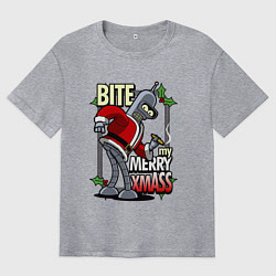Мужская футболка оверсайз Bender - bite my xmaas