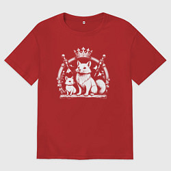 Футболка оверсайз мужская Соболята с короной, цвет: красный