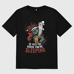 Футболка оверсайз мужская Кошмарный Санта, цвет: черный