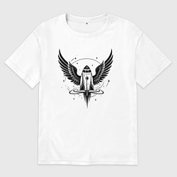 Мужская футболка оверсайз Крылатая ракета в космосе