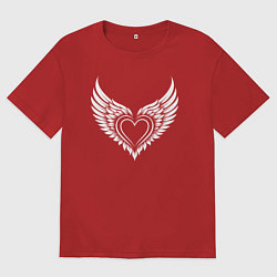 Мужская футболка оверсайз Сердце с крыльями ангела