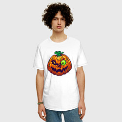 Футболка оверсайз мужская Тыква на хэллоуин, цвет: белый — фото 2