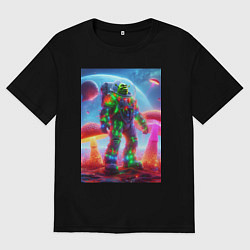 Мужская футболка оверсайз Космонавт Шрек в неоновом скафандре