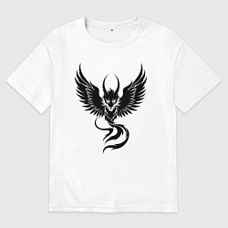 Мужская футболка оверсайз Крылатый черный дракон