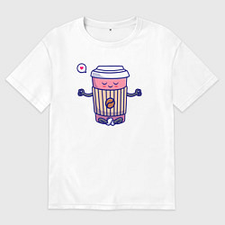 Футболка оверсайз мужская Coffee relax, цвет: белый