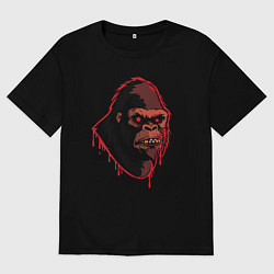 Мужская футболка оверсайз Яростный кровавый горилла