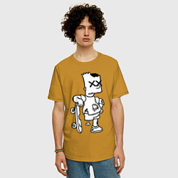 Футболка оверсайз мужская Bart Simpsons Zombie, цвет: горчичный — фото 2
