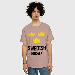 Футболка оверсайз мужская Swedish Hockey, цвет: пыльно-розовый — фото 2