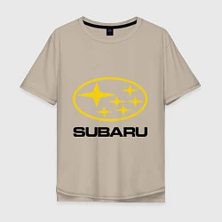 Футболка оверсайз мужская Subaru Logo, цвет: миндальный