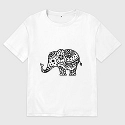 Футболка оверсайз мужская Слоник узор, цвет: белый